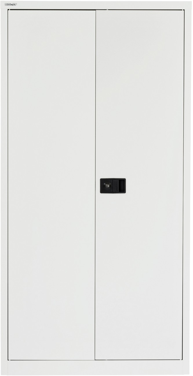 Bisley Economy Regular Door Cupboard Steel 3 Shelves Lockable 914 X 400 X 1,806 Mm Chalk White