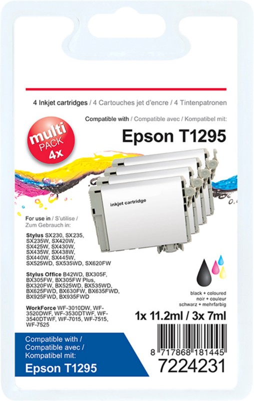 Viking T1295 Kompatibel Epson Tintenpatrone C13T12954012 Schwarz, Cyan, Magenta, Gelb Multipack 4 Stück