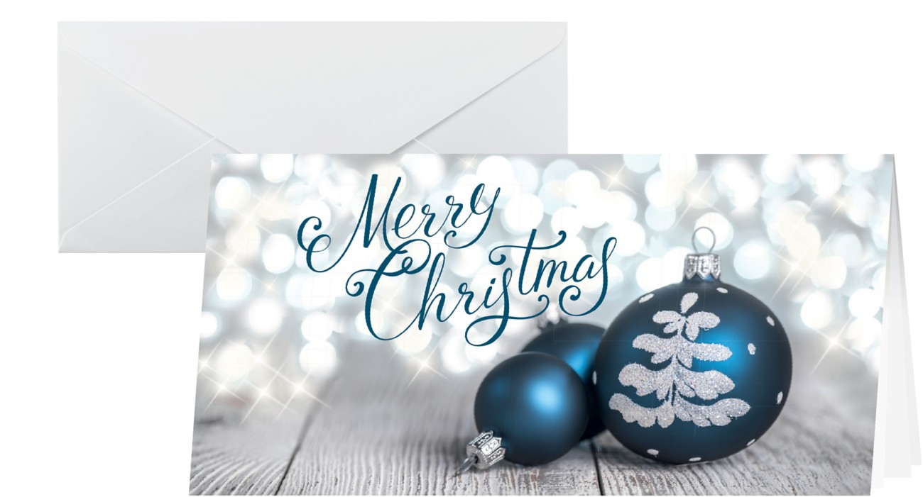 Sigel Weihnachtskarte Herrliche Weihnachten DL 220 g/m² Weiß, Blau 25 Stück