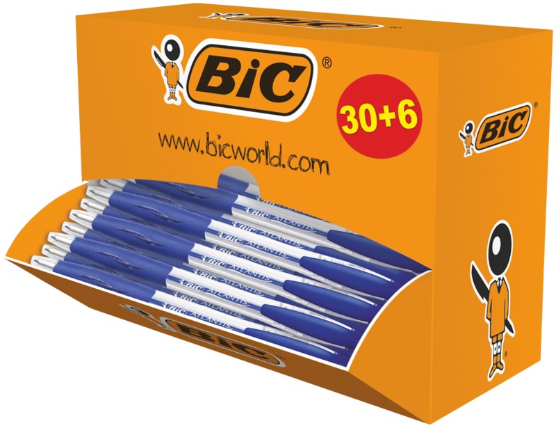 BIC Atlantis Classic Kugelschreiber Blau Mittel 0.32 mm Nachfüllbar 36 Stück