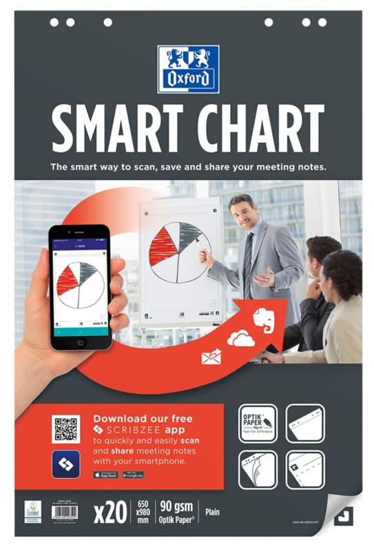 OXFORD Smartchart Flipchart-Papier Blanko Euro 90 g/m² 3 Stück à 20 Blatt