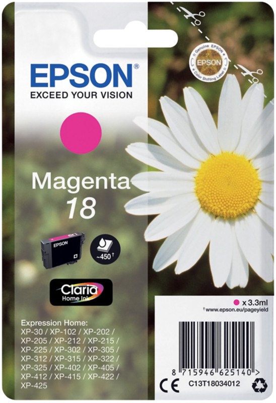 Epson 18 Original Tintenpatrone C13T18034012 Magenta