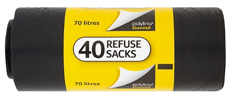 Refuse Sacks 70 L Black 73.7 x 86.4 cm Pack of 40