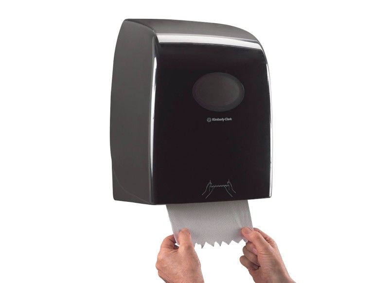 AQUARIUS Rolled Hand Towel Dispenser Plastic Wall Mountable Black 33.8 x 43.8 x 25.3 cm