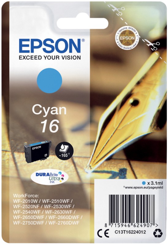 Epson 16 Original Tintenpatrone C13T16224012 Cyan