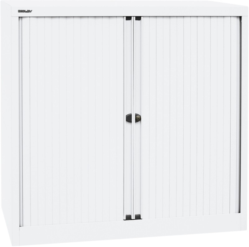 Bisley Rollladenschrank Stahl 2 Fachböden abschließbar 1.000 x 430 x 1.030 mm Verkehrsweiß