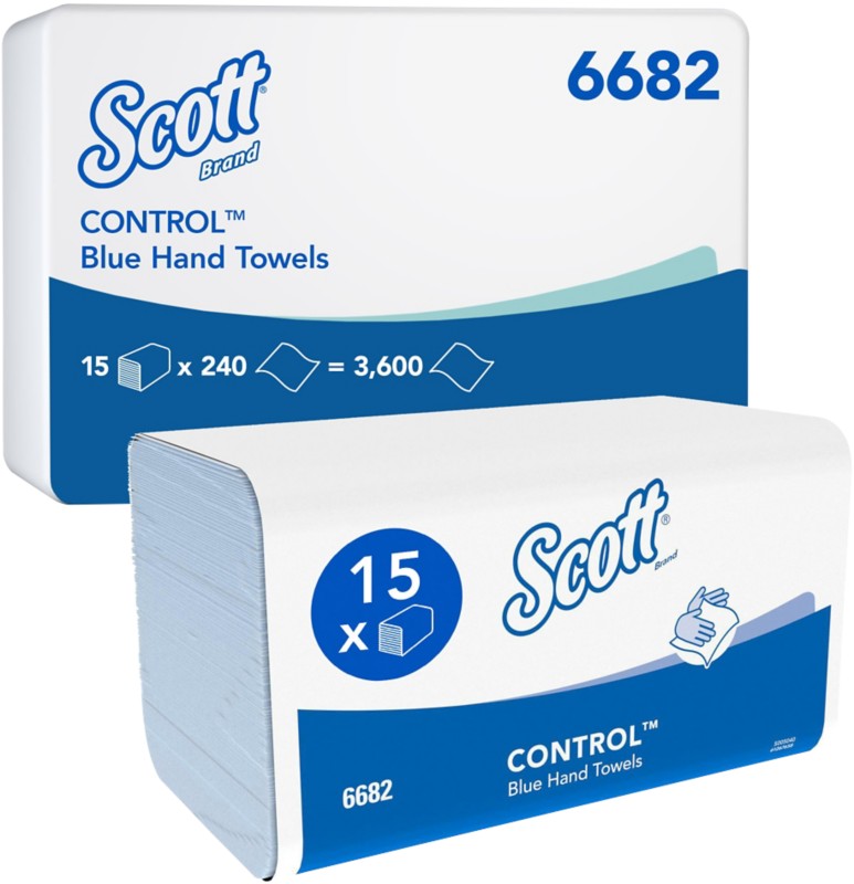 Scott Control Falthandtücher Z-falz Blau 1-lagig 6682 15 Stück à 240 Blatt