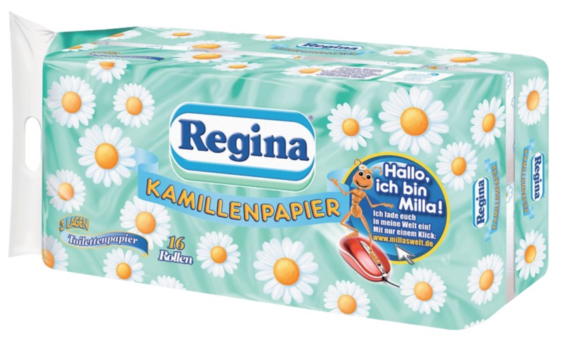 Regina Kamille Toilettenpapier 3-lagig 405870 Kamille 16 Rollen à 150 Blatt