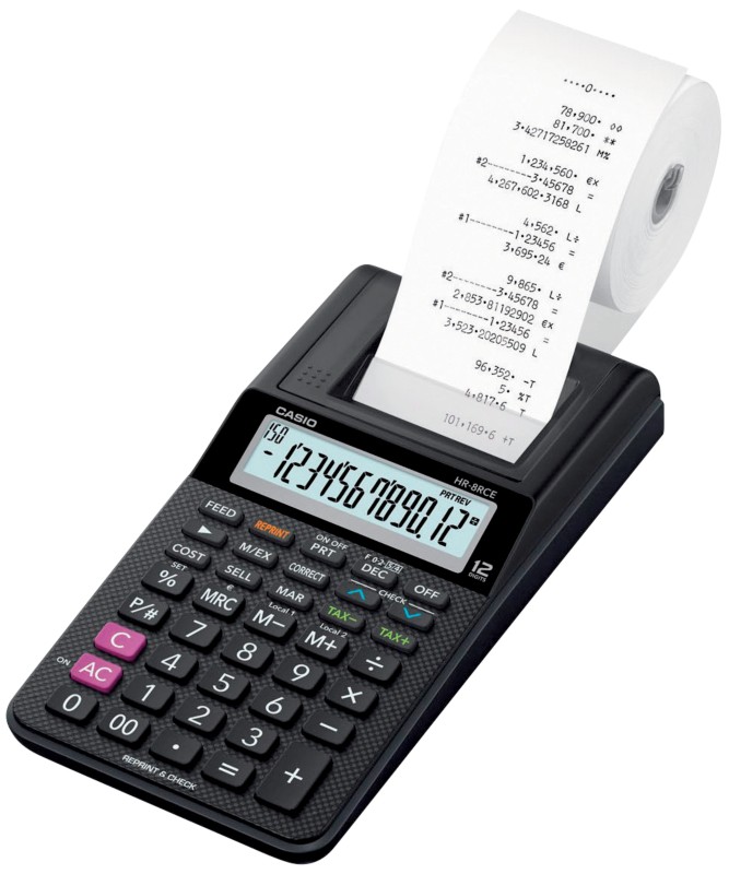 Thumbnail - Casio Druckender Tischrechner mit Rolle HR-8RCE 12-stelliges Display Schwarz