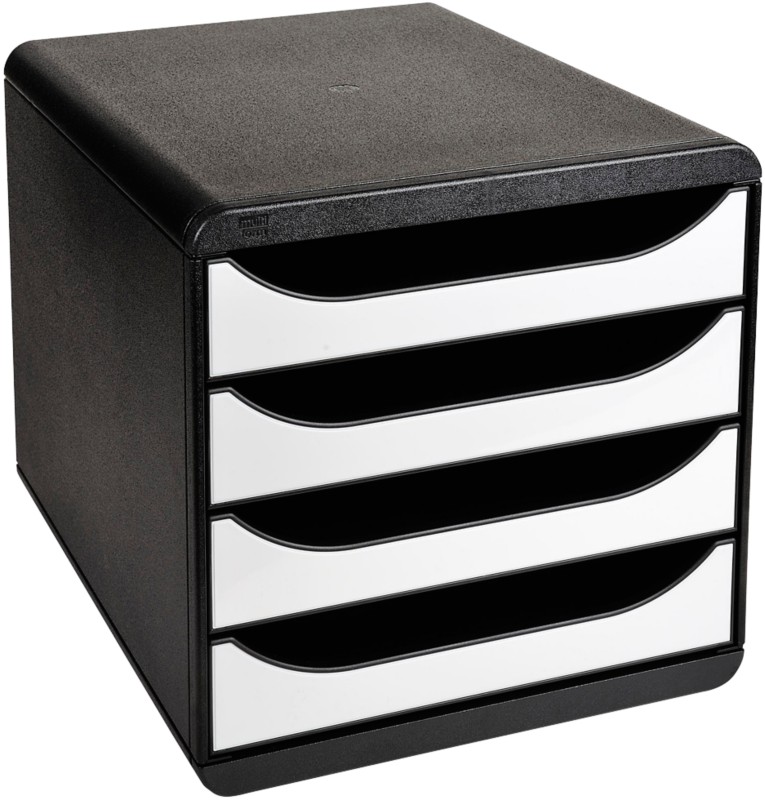 Thumbnail - Exacompta Schubladenbox 4 Big-Box Classic DIN A4 Polystyrol Schwarz, Weiß 26,7 x 34,7 x 27,8 cm