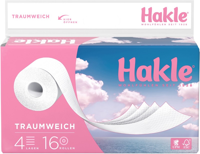 Hakle Dream Soft Toilettenpapier 4-lagig 10123 16 Rollen à 130 Blatt