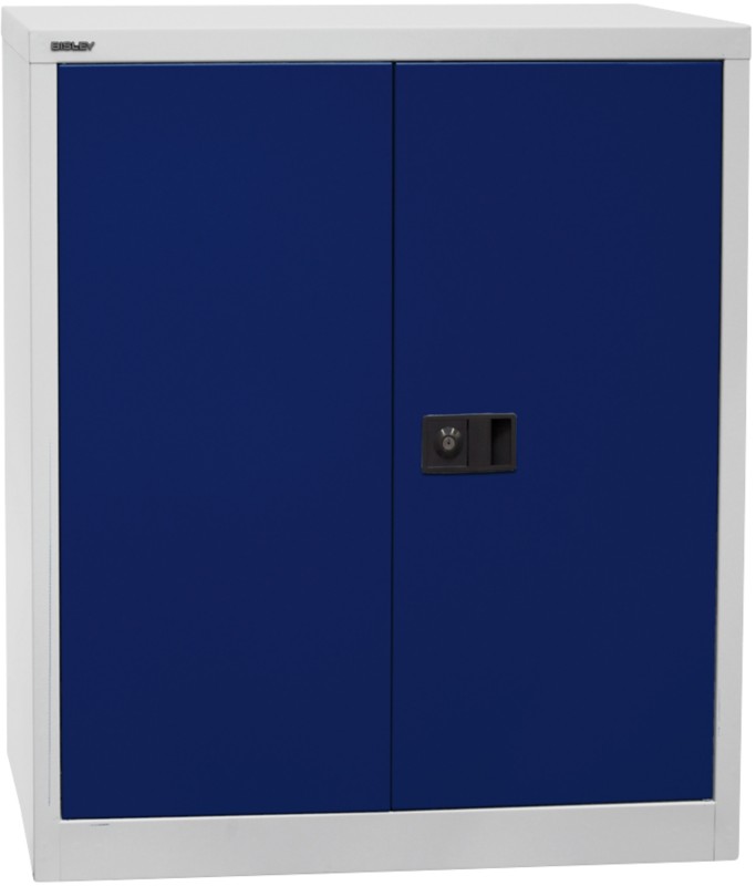 Bisley Universal Flügeltürenschrank Stahl 1 Fachboden abschließbar 914 x 400 x 1.000 mm Blau, Hellgrau