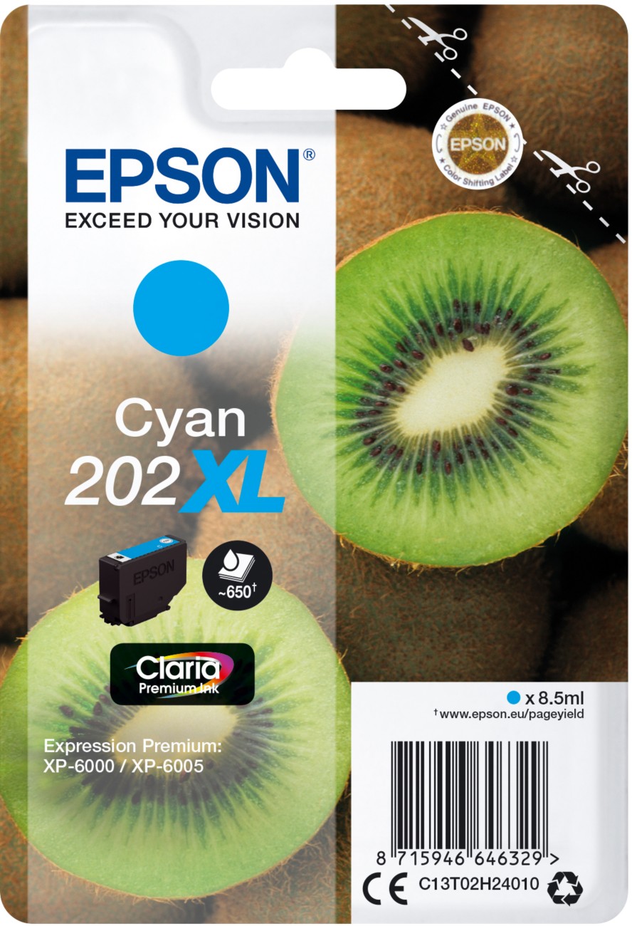 Epson 202XL Original Tintenpatrone C13T02H24010 Cyan