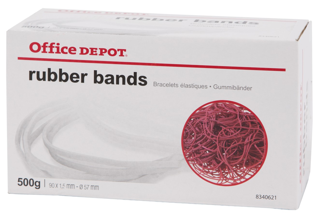 Office Depot Gummibänder 90 x 1,5 mm Ø 57 mm Rot 500 g