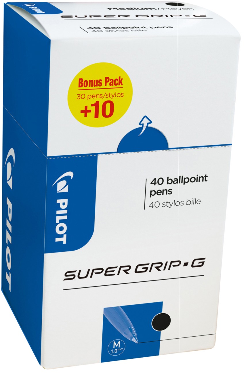 Pilot Kugelschreiber Super Grip G 0.3 mm Schwarz 40 Stück