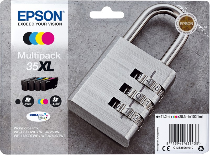 Image of Epson 35XL Original Tintenpatrone C13T35964010 Schwarz, cyan, magenta, gelb 4 Stück Multipack
