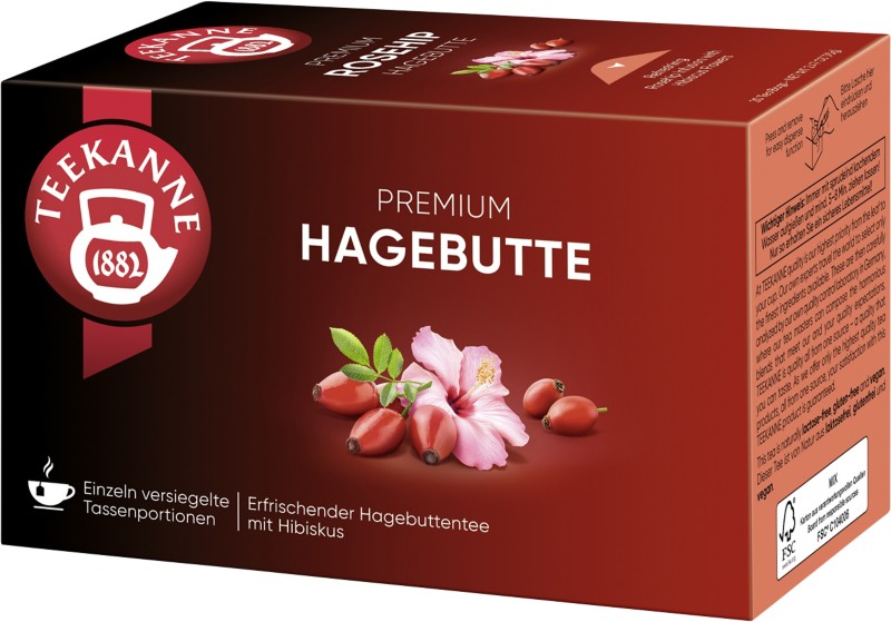 TEEKANNE Premium Koffeinfrei Früchtetee Hagebutte 20 Stück à 3.5 g