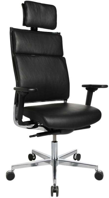 TOPSTAR Chefsessel Synchronmechanismus Echtleder Feste Armlehne Höhenverstellbarer Sitz Schwarz 110 kg New Aluart Classi...