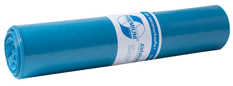 DEISS LDPE Premium Müllsäcke 120 L Blau PE (Polyethylen) 55 Mikron 25 Stück