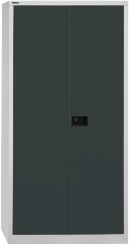 Bisley Flügeltürenschrank Stahl 4 Fachböden abschließbar 914 x 500 x 1.950 mm Anthrazit, Hellgrau