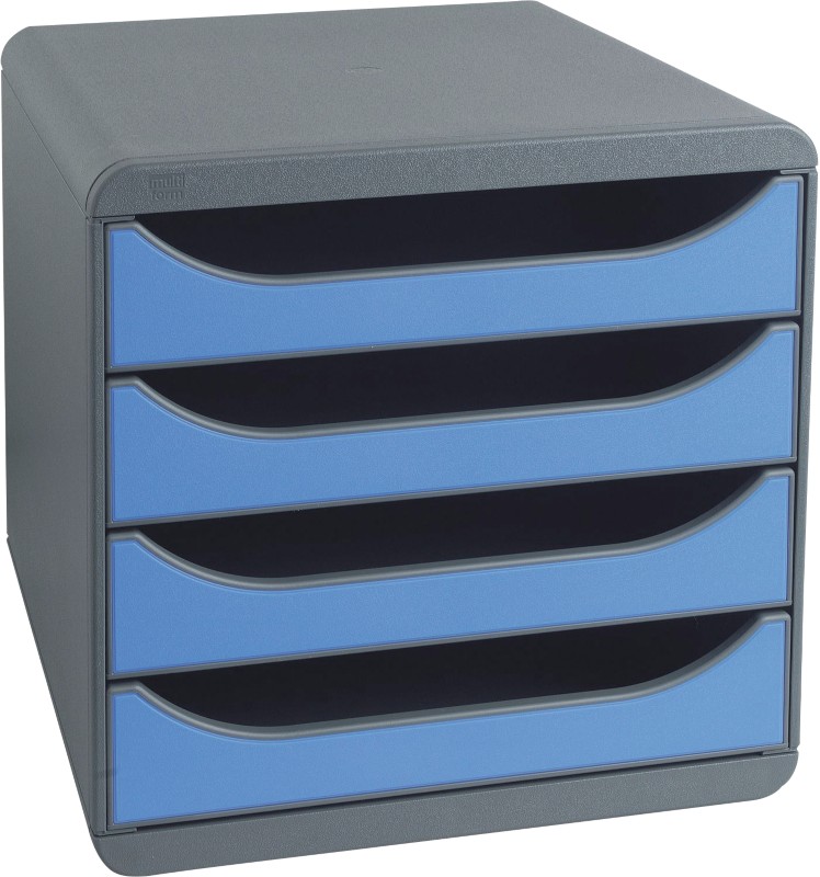 Thumbnail - Exacompta Schubladenbox Big-Box DIN A4+ Mausgrau, Eisblau 24,7 x 32,4 x 4,2 cm