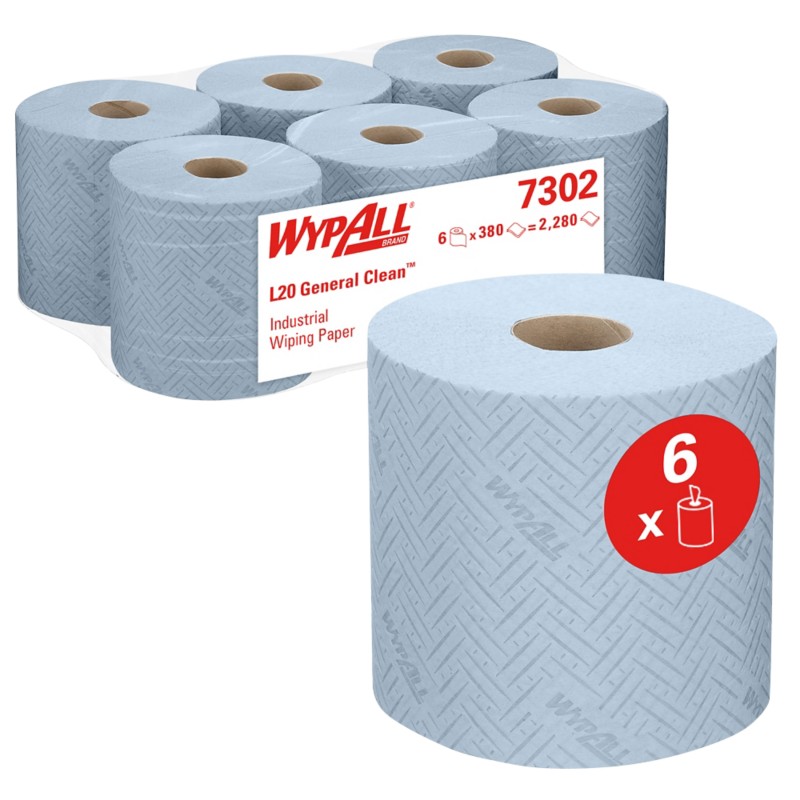 WYPALL Wischtücher L20 2-lagig 6 Rollen à 380 Blatt