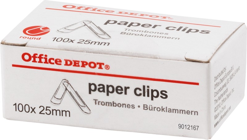Office Depot Paper Clips Round 25mm Silver Pack of 100