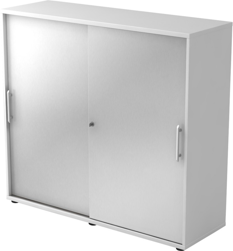 Hammerbacher Schiebetürenschrank 3FH RE Weiß, Silber 1.200 x 400 x 1.100 mm