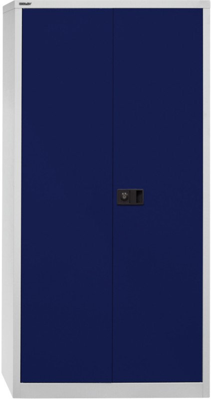 Bisley Universal Flügeltürenschrank Stahl 4 Fachböden abschließbar 914 x 400 x 1.950 mm Blau, Hellgrau