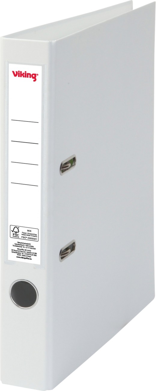 LEVER ARCH FILE VIKING PP 50MM A4 W LABEL HOLDER WHITE