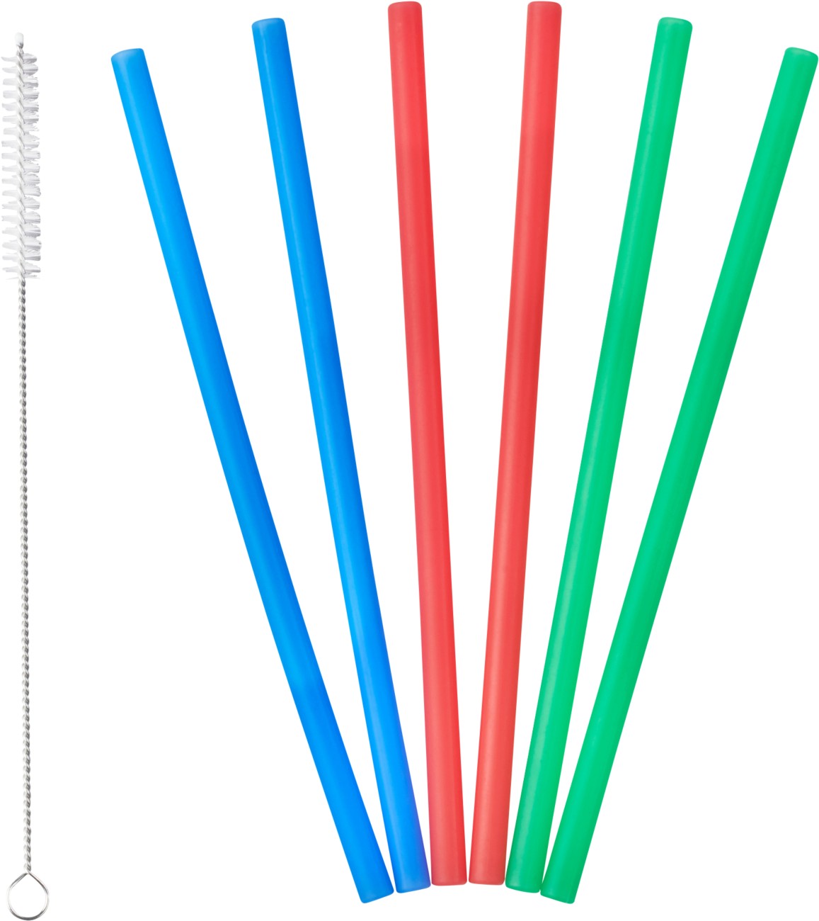 LURCH Silicone drinking straws pack of 6 incl. cleaning brush