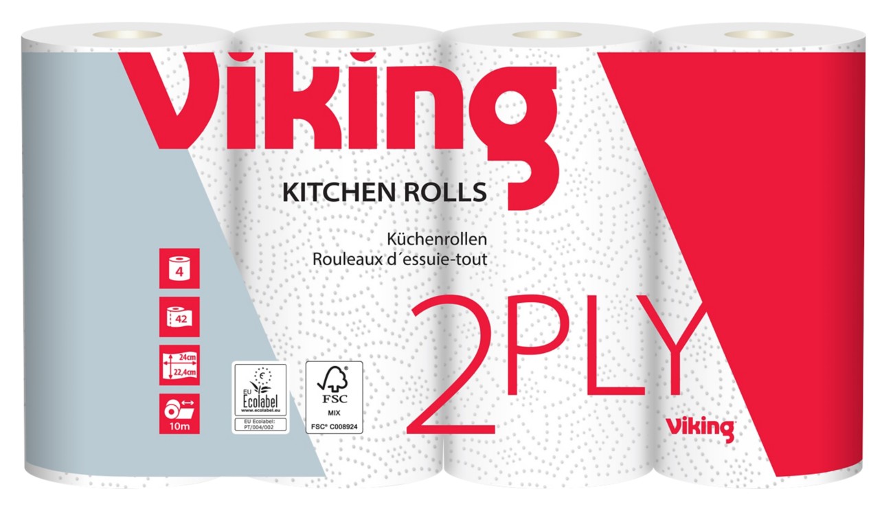 Viking Küchenrolle 2-lagig 42 Blatt 4 Stück