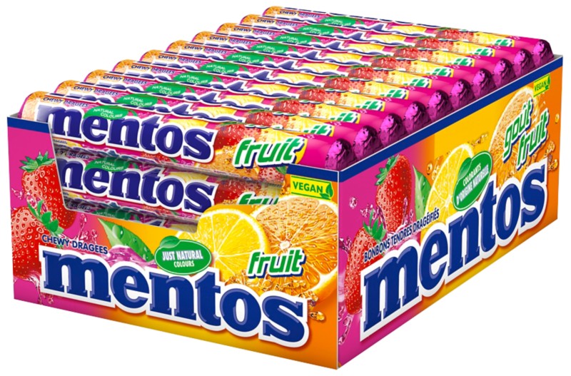Mentos Fruit Toonbankdisplay 40 rollen