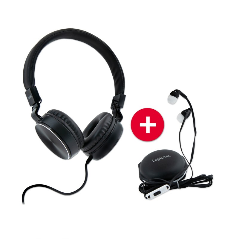 LogiLink® Stereo-headset + in-ear-koptelefoon set