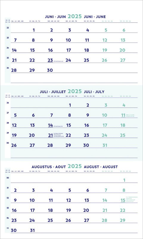 Brepols Driemaandskalender Kalender 2025 3 Maanden per pagina