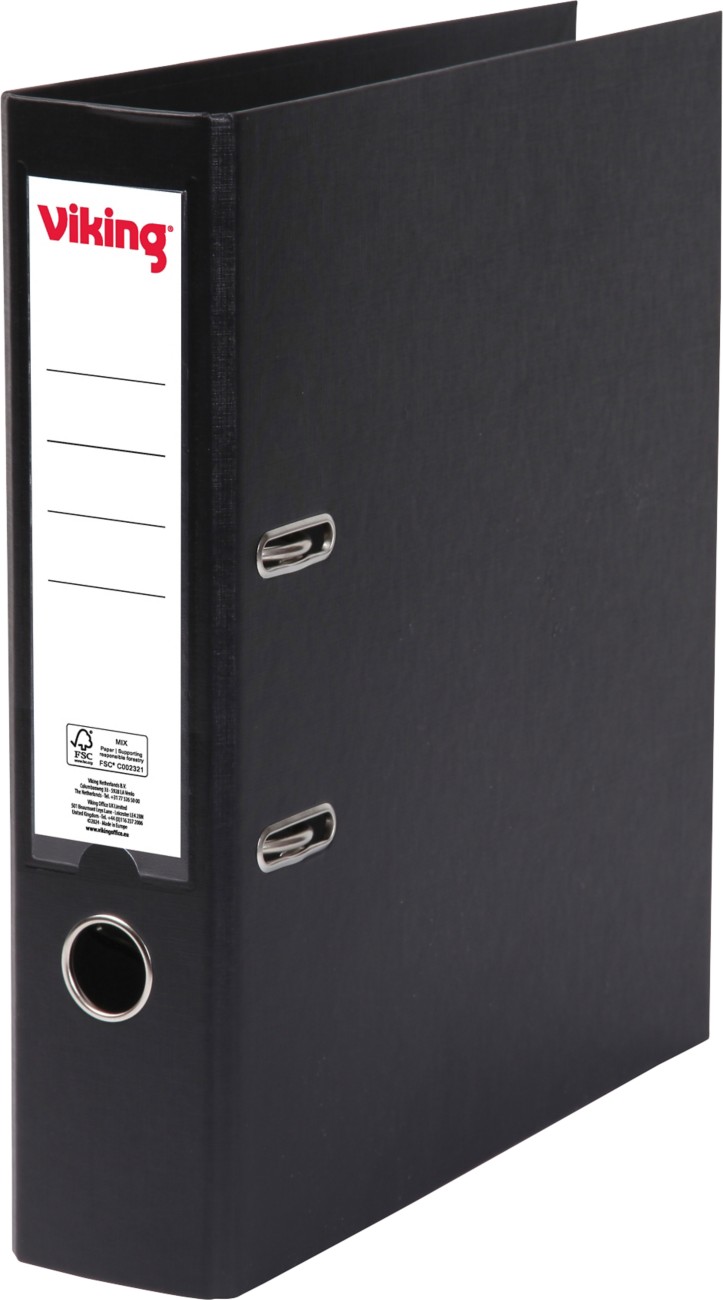 LEVER ARCH FILE VIKING PP 75MM A4 W LABEL HOLDER BLACK