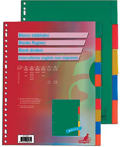KANGARO Blanko Register DIN A5 Farbig sortiert 5-teilig PP (Polypropylene) 17 Löcher A505FM